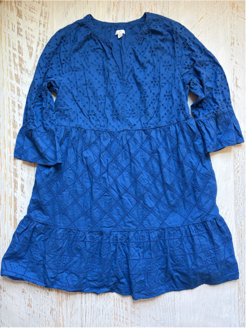 Women's J.Jill Blue Eyelet Embroidered Mini Dress Size L